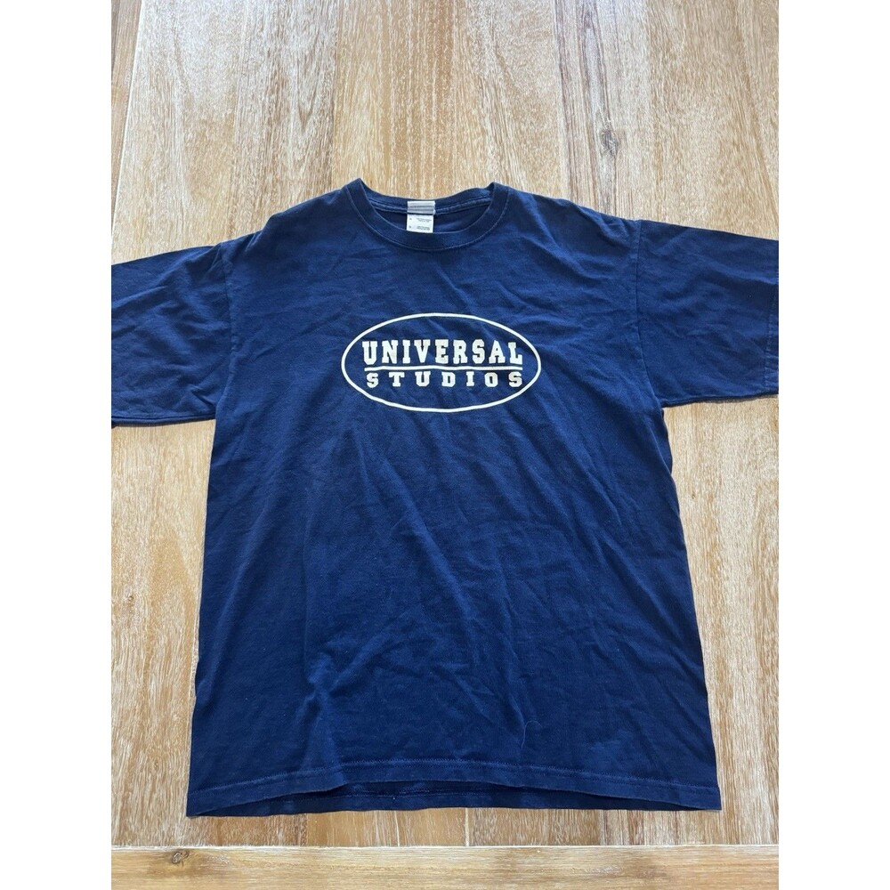 Universal Studios Shirt Mens Large Navy Blue Oval Graphic Tee Theme Park Cotton